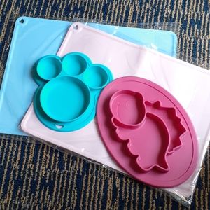 4PC Silicone Rubber Placemat Bowl Dish Set